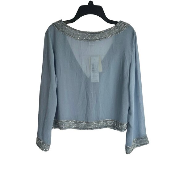 J. Kara Formal Evening Gown w Jacket MOB Dusty Blue Beaded Sz 12 New - Picture 8 of 15